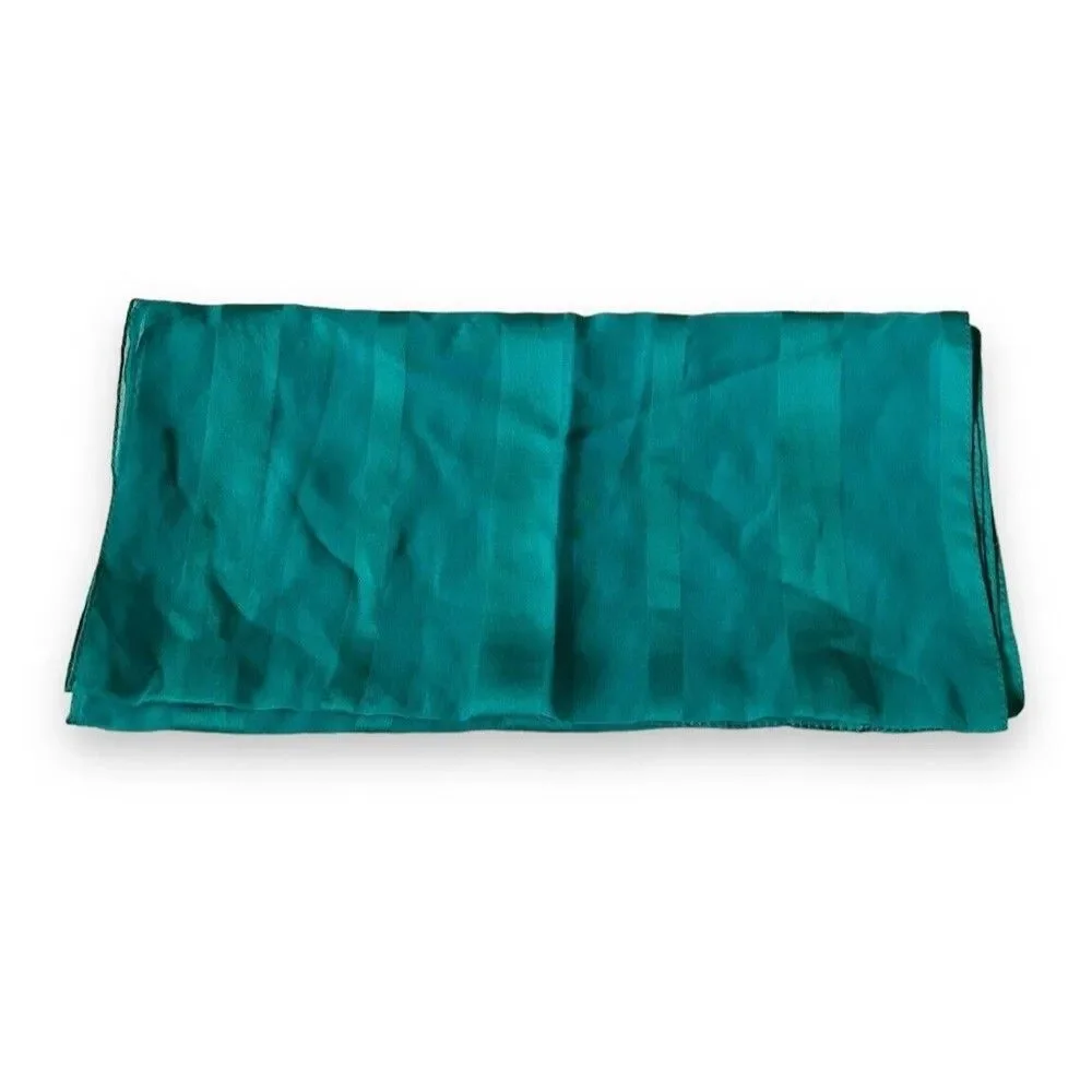 Vintage Green Rectangular Scarf 14.5” X 61” Unisex Neck Scarve